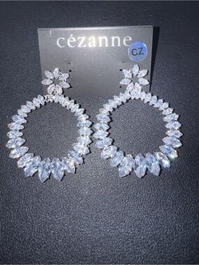 cezanne Clear Crystal Marquise Hoop Drop Earrings